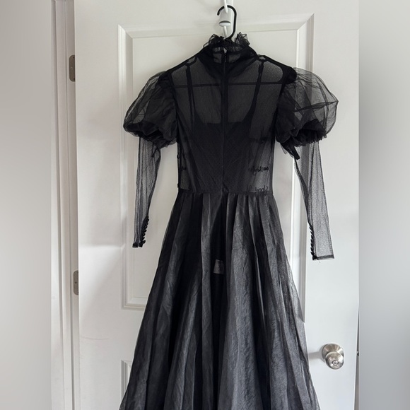 Elegant Black Wednesday Addams inspired Evening Gown - Picture 14 of 16